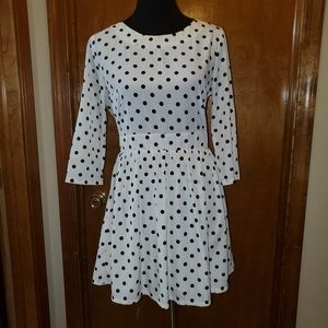 Nine Bird Ivory Dress with Black Polka Dots